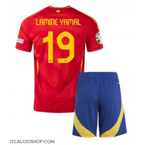 Spagna Lamine Yamal #19 Prima Maglia Bambino Europei 2024 Manica Corta (+ Pantaloni corti)